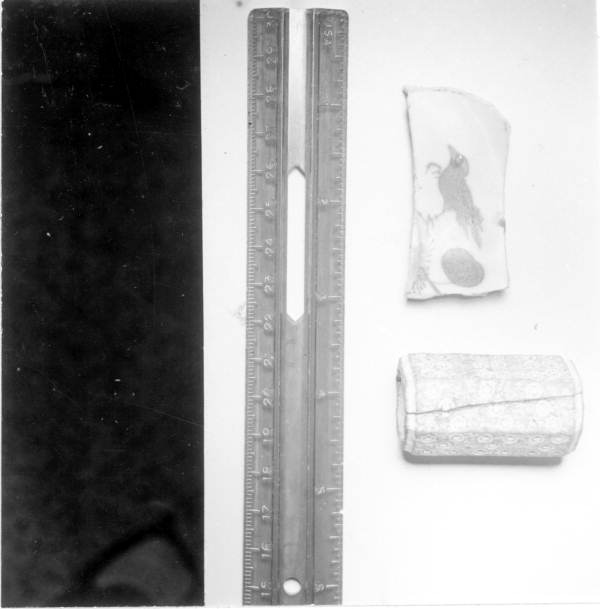 China fragment and ivory cylinder on display at McKee's Museum of Sunken Treasure - Plantation Key, Florida