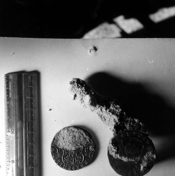 Spanish dollars on display at McKee's Museum of Sunken Treasure - Plantation Key, Florida