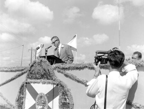 Governor LeRoy Collins speaks at the Florida Turnpike dedication ceremony - Fort Lauderdale, Florida.