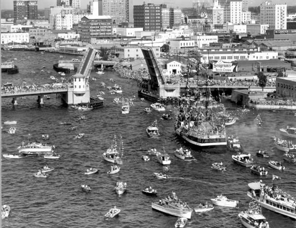 Historical reenactment of the Ybor City invasion during the Gasparilla festival - Tampa, Florida.