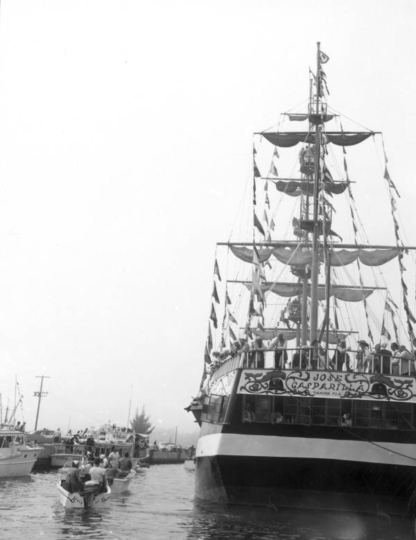 The "Jose Gaspar" pirate ship at the Gasparilla Carnival - Tampa, Florida.