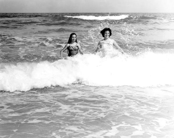 Lynn and Laura Sharpe in the ocean - Saint George Island, Florida .