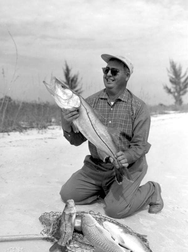 Roy Martin displaying his catch of snook and redfish - Marco Island, Florida.