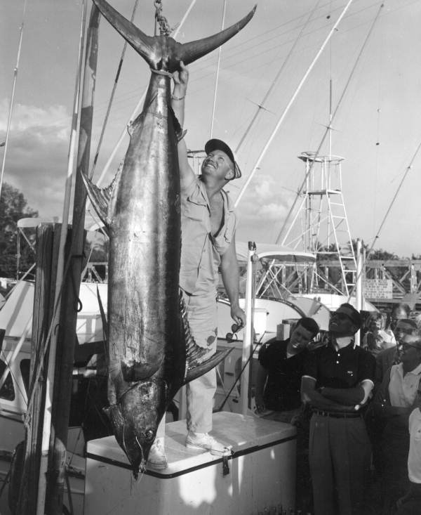 Bill Moeser with a blue marlin caught during the World Series of Sport Fishing - Pompano Beach, Florida.