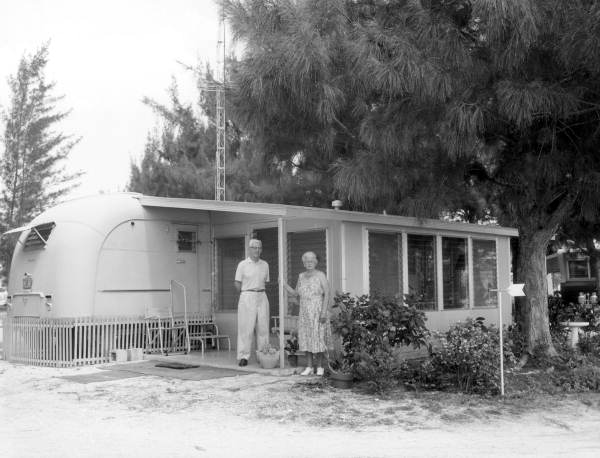 Mr. and Mrs. Ray Vinton stand in front of their trailer - Fort Pierce, Florida .