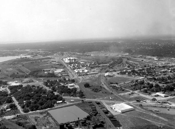 Aerial view of Newport Industries, Armstrong Cork, and Archer-Daniel-Midland Company - Pensacola, Florida.