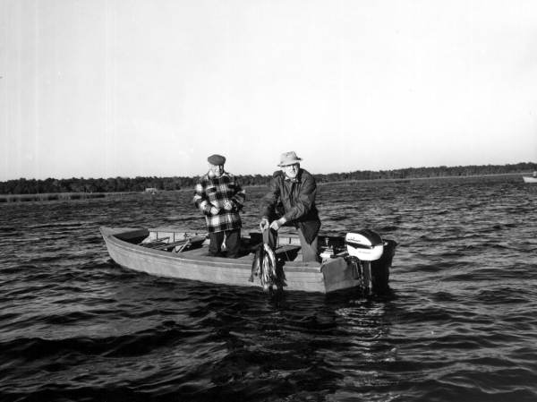 Wes Lees and Harold Philips displaying their catch of speckled trout - Spring Creek, Florida