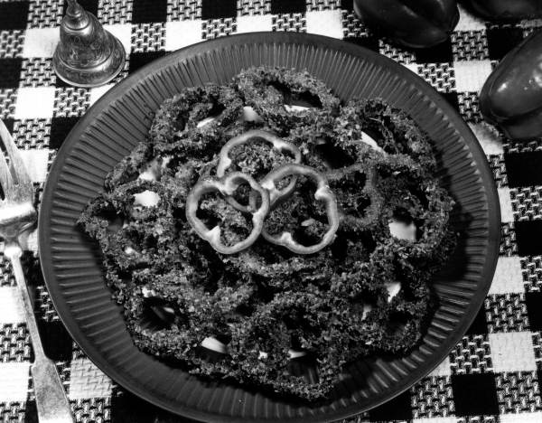 A dish of French fried green peppers on the table - Tallahassee, Florida