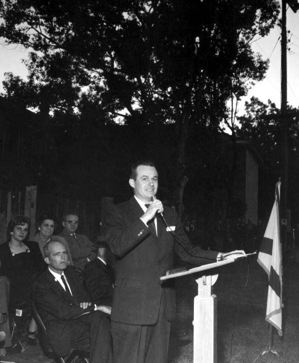 Doyle Conner giving a speech for the homecoming celebration for Victor Butler - Quincy, Florida