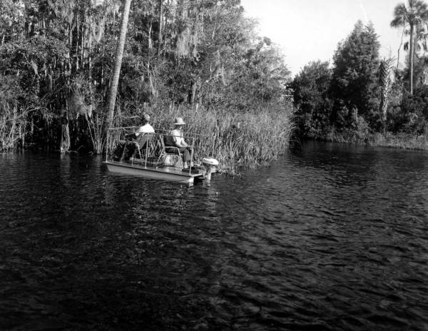 Fishing from a pier boat - Weeki Wachee Spring, Florida.