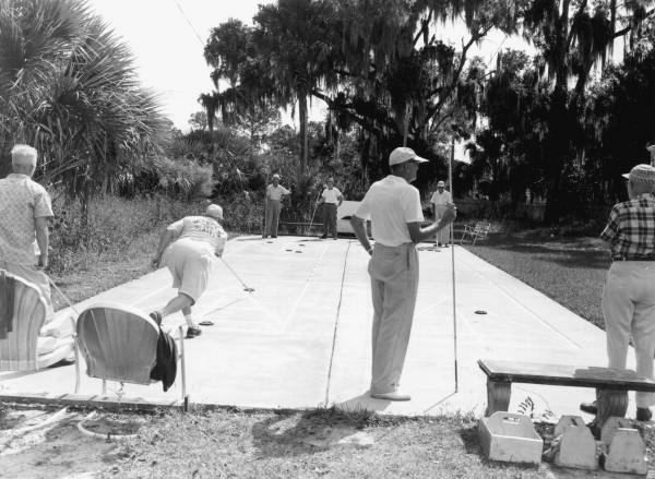 Players on shuffleboard court - De Bary, Florida