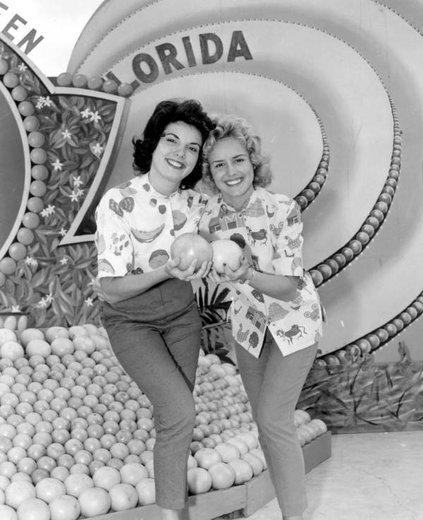 Pat Cossin and Theresa Marsh promoting Florida citrus.