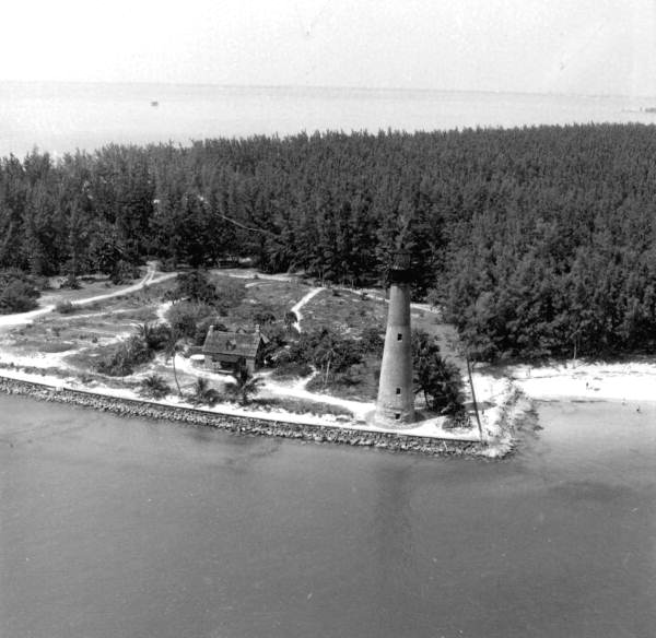 Aerial view of the Cape Florida Lighthouse - Key Biscayne, Florida
