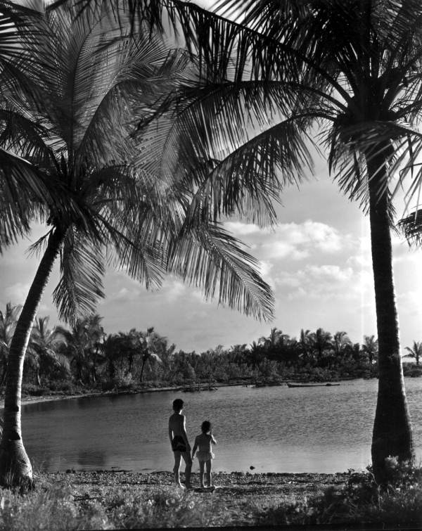 Young boy and girl on the beach at Key Largo