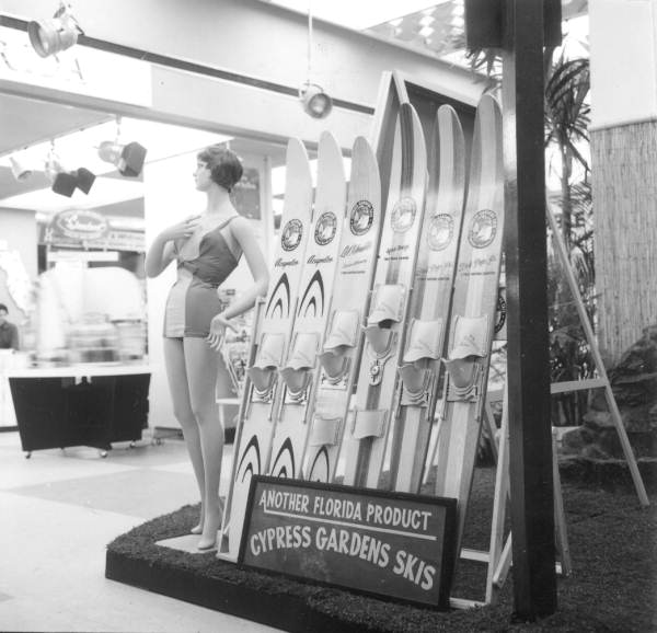 Display of skis from Cypress Gardens attraction .