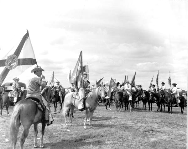 Riders prepare to perform with flags - Kissimmee, Florida .