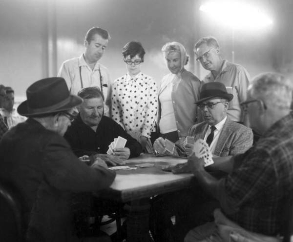 Playing cards at an Ybor City social club - Tampa, Florida.