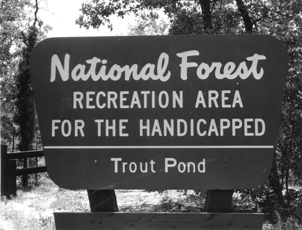 Sign for the recreation area for the Handicapped at the park - Leon County, Florida