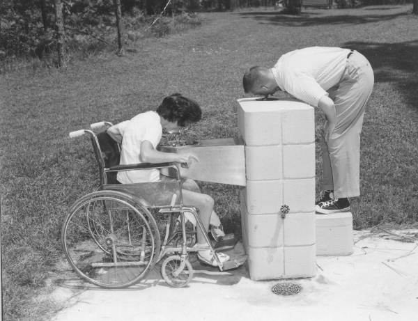 Visitors use the water fountain - Leon County, Florida