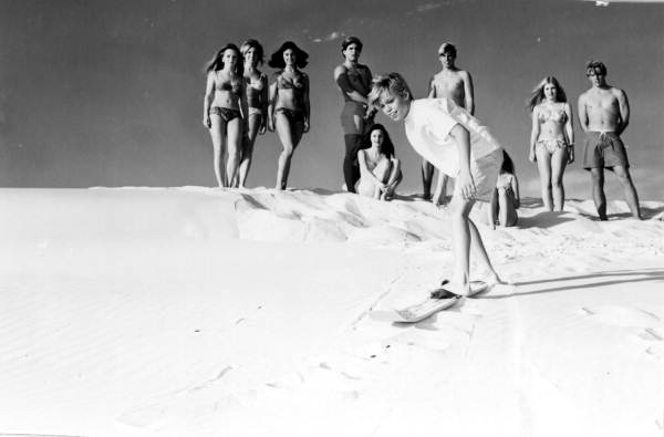 Unidentified person attempts to ski down the sand - Fort Walton Beach, Florida .