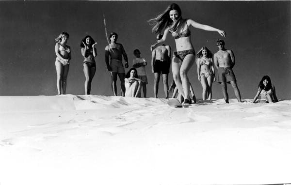 Young woman enjoys sand skiing - Fort Walton Beach, Florida .
