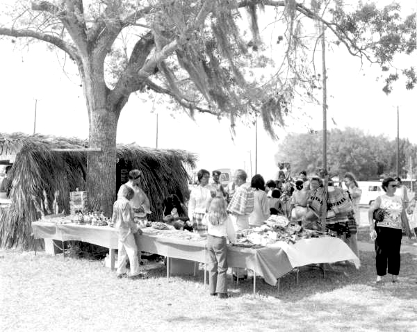 Seminole Indian "Chalo Nitka" field festival table displaying items - Moore Haven, Florida.