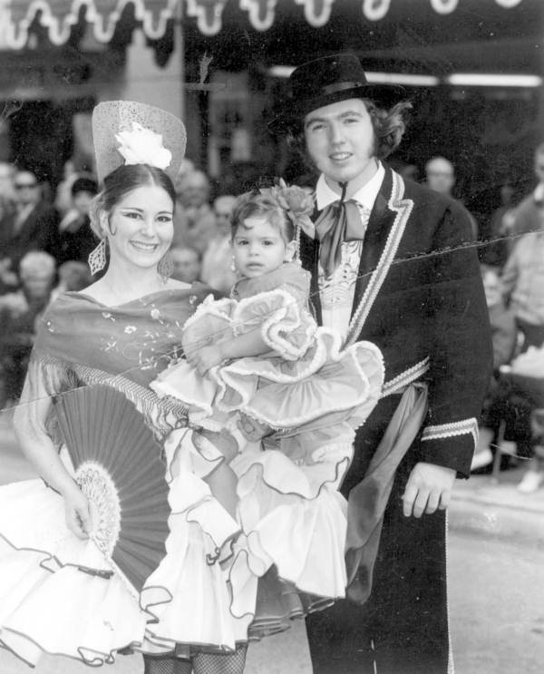 Small family in Spanish costume at Ybor City - Tampa, Florida.