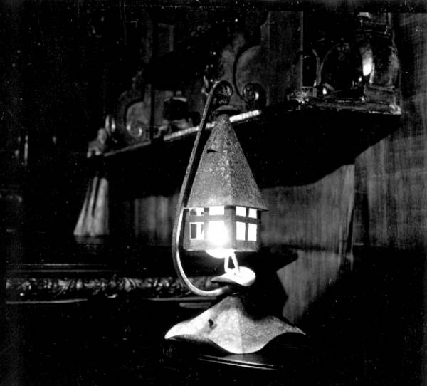 Electric lamp inside a room at the Driftwood Inn - Vero Beach, Florida.