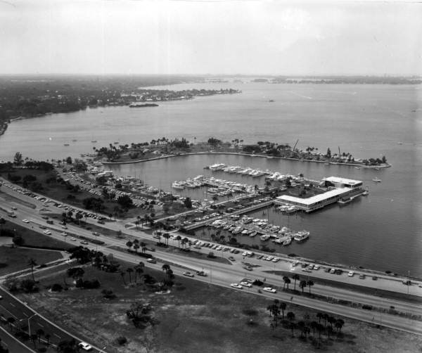 Aerial view of a Sarasota marina.