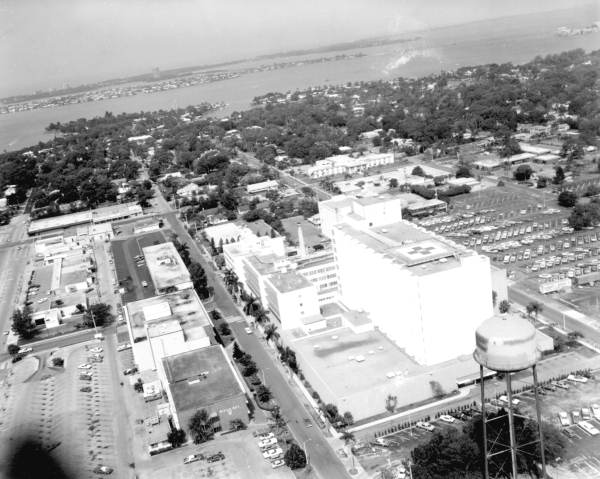 Aerial view of Sarasota hospital.