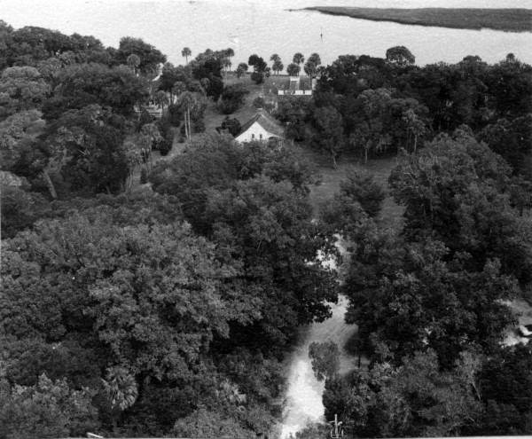 Aerial view of Kingsley Plantation - Fort George Island, Florida.