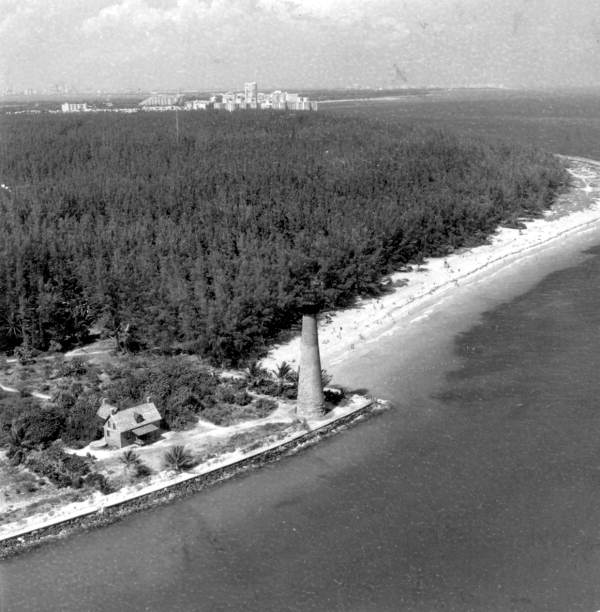 Aerial view of the Cape Florida Lighthouse - Key Biscayne, Florida