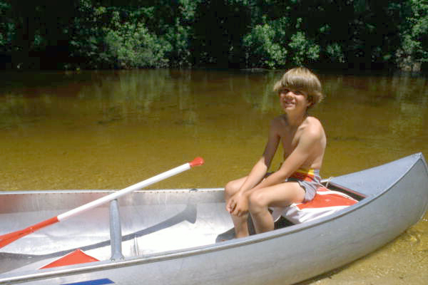 Unidentified boy in a canoe at the Blackwater River State Park - Okaloosa County, Florida