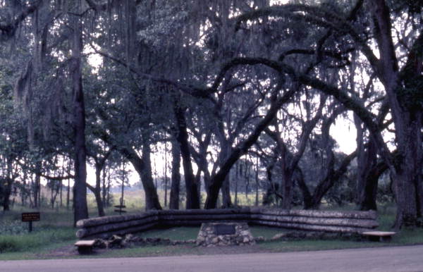 Replica of the triangular breastwork of logs at the Dade Battlefield Historic State Park - Bushnell, Florida