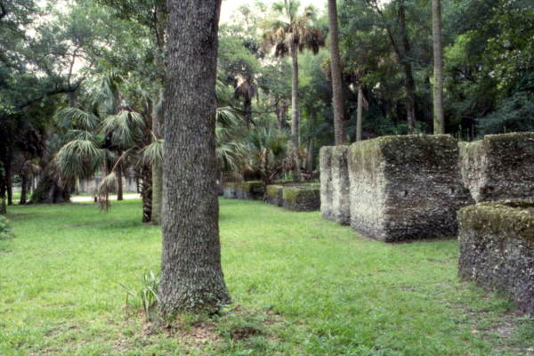 View of remains from tabby slave cabins at Kingsley Plantation State Historic Site - Fort George Island, Florida.