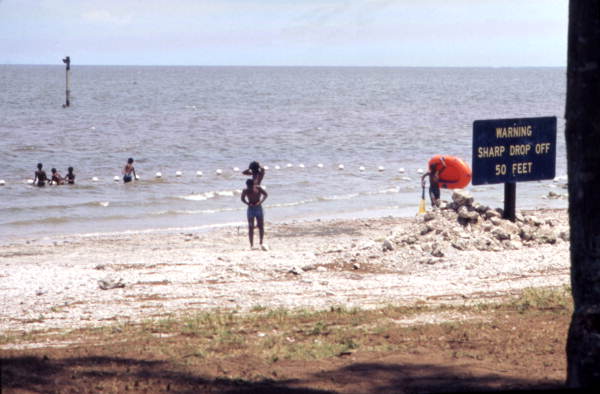 View showing visitors at the Pahokee State Park beach - Palm Beach County, Florida..