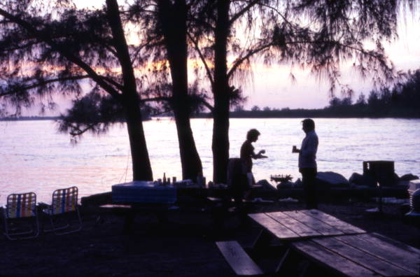 View showing people picnicking at Sebastian Inlet State Park - Melbourne Beach, Florida.