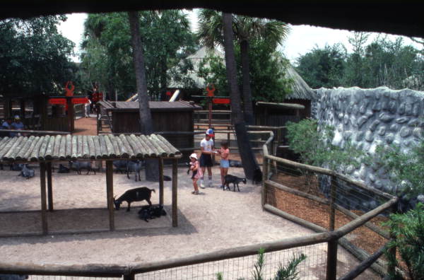 View overlooking petting zoo at the Busch Gardens amusement park in Tampa, Florida.