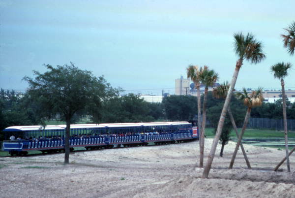 View of train at the Busch Gardens amusement park - Tampa, Florida.