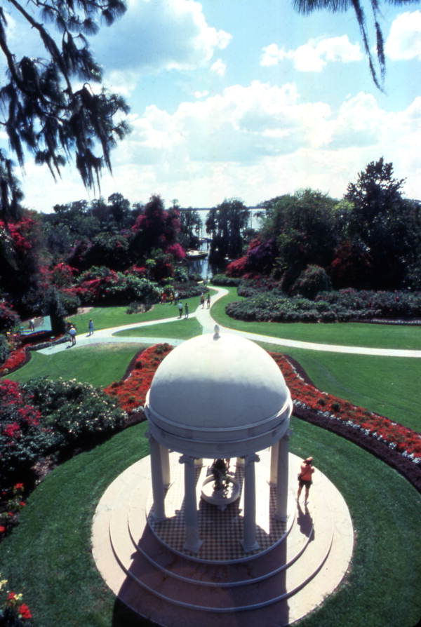 Scenic view showing gazebo at the Cypress Gardens theme park in Winter Haven, Florida.