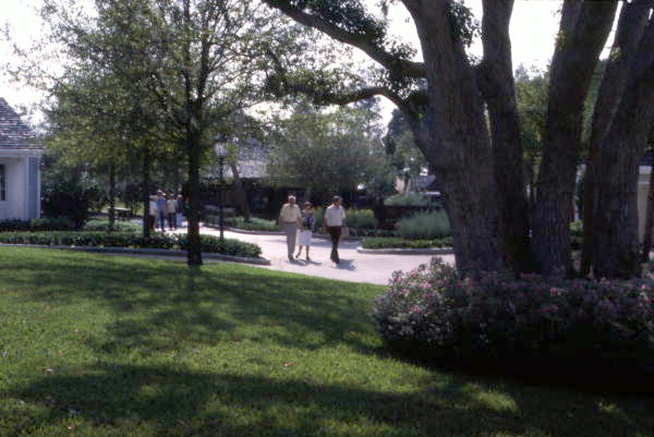 View looking toward visitors at the Cypress Gardens theme park in Winter Haven, Florida.