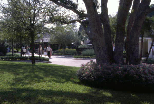 View looking toward visitors at the Cypress Gardens theme park in Winter Haven, Florida.