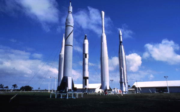 Rockets in the "Rocket garden" at the Kennedy Space Center - Merritt Island, Florida.