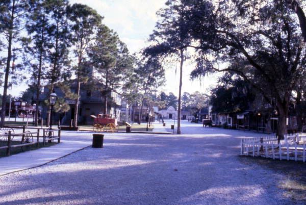 View looking toward a section of the wild west town at the Six Gun Territory theme park in Ocala, Florida.