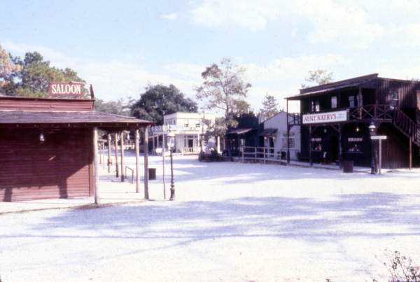 View of the wild west town at the Six Gun Territory tourist attraction in Ocala, Florida.