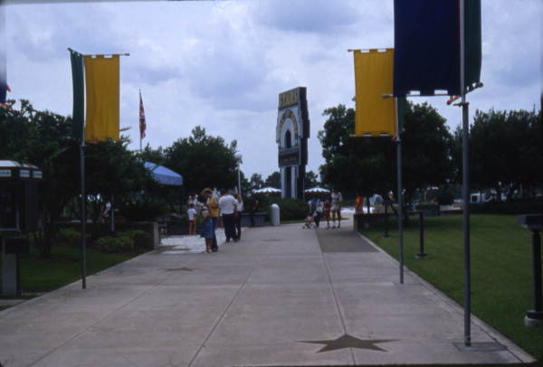 View showing visitors at the entrance to the Stars Hall of Fame wax museum attraction in Orlando, Florida.