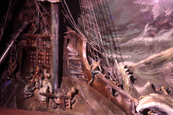 Close-up view of a diorama exhibit on display at McKee's Museum of Sunken Treasure in Plantation Key, Florida.