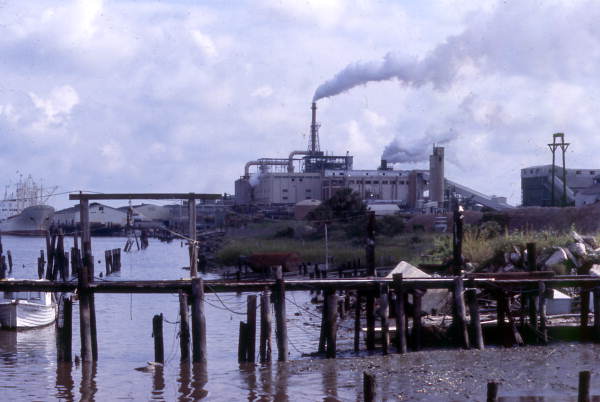 View looking toward an industrial plant at the Jaws II movie location in Destin, Florida.