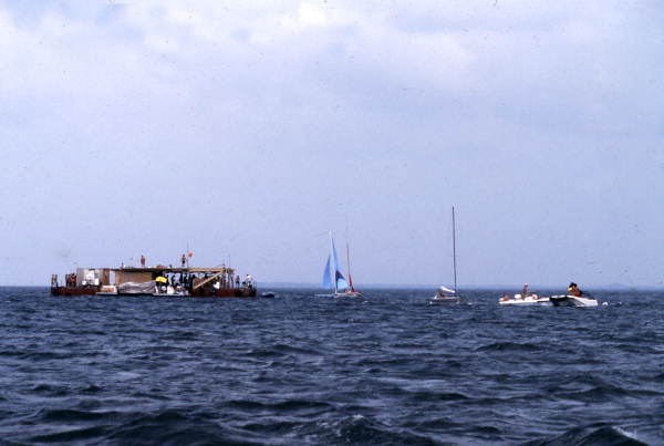 Scene showing the making of the Jaws II movie at Destin, Florida.