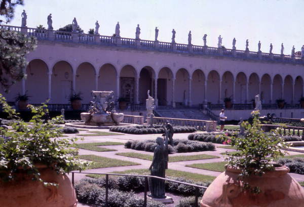 View of the courtyard at the John and Mable Ringling Museum of Art in Sarasota, Florida.